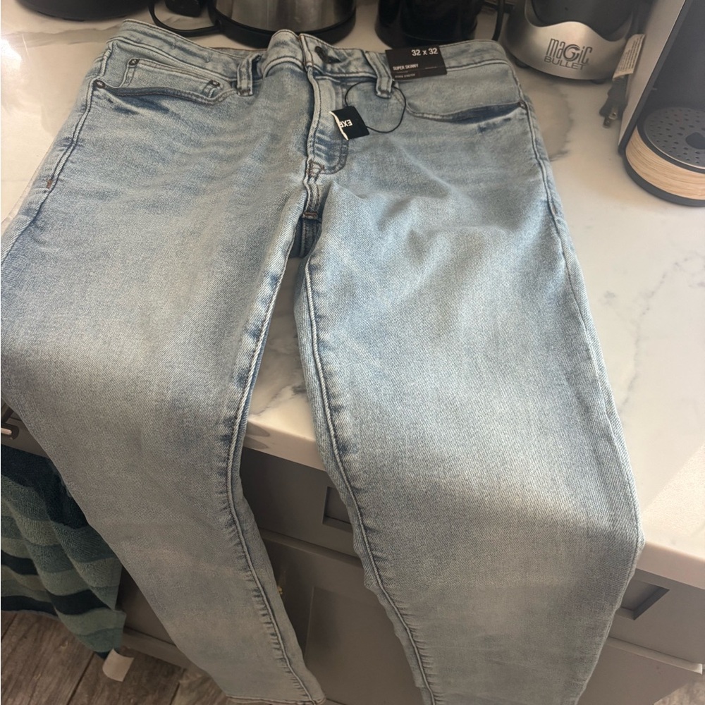 Express Light Blue Super Skinny Jeans - Picture 3 of 4